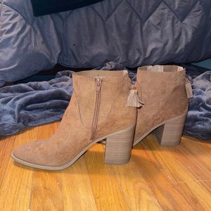 Brown suede booties